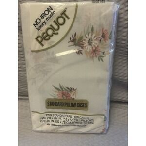 Pequot NOS Vtg Standard Pillowcases 2-Pack Muslin Cotton/Poly Blend Made‎ in USA